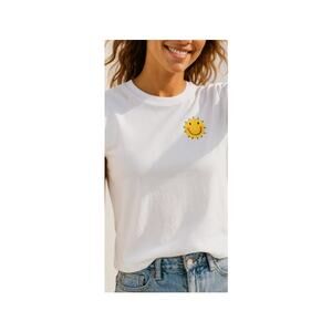 Kerri Rosenthal Top Sunshine Is A Frame Of Mind Graphic T-shirt Size M White